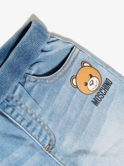 ( Nouvelle Collection ) Moschino Kids Short En Jean à Motif Teddy Bear 40129 LIGHT BLU JEANS -Moschino Kids Soldes Boutique 17373815 39793600 600