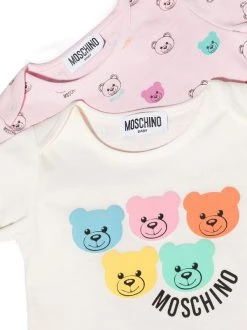 ( Nouvelle Collection ) Moschino Kids 83421 ROSA Lot De Bodies En Coton Biologique à Imprimé Teddy Bear Enfant -Moschino Kids Soldes Boutique 17373846 39717022 600