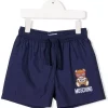 ( Nouvelle Collection ) Moschino Kids Short De Bain à Motif Graphique 40016 NAVY BLUE -Moschino Kids Soldes Boutique 17375216 39757557 600