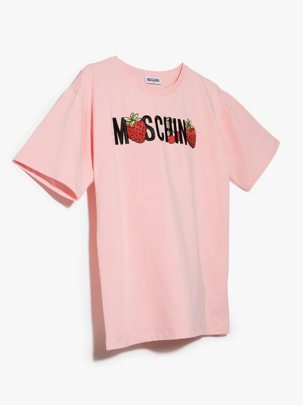 ( Nouvelle Collection ) Moschino Kids T-shirt à Logo Brodé 50209 SUGAR ROSE 4 ( Nouvelle Collection ) Moschino Kids T-shirt à Logo Brodé 50209 SUGAR ROSE – Image 2