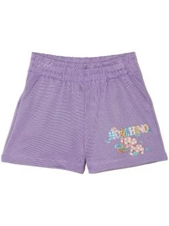 ( Nouvelle Collection ) Moschino Kids 50358 LILAC Short De Sport à Logo Imprimé Enfant