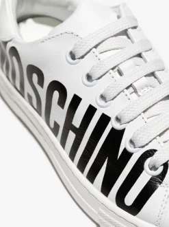 ( Nouvelle Collection ) Moschino Kids Baskets En Cuir à Logo Imprimé 1 -Moschino Kids Soldes Boutique 17436029 39602611 600
