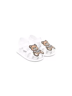 ( Nouvelle Collection ) Moschino Kids WHITE Sandales à Patch Toy Bear Enfant