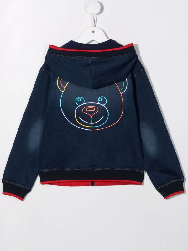 ( Nouvelle Collection ) Moschino Kids 40099 BLUE Veste En Jean à Capuche Enfant 4 ( Nouvelle Collection ) Moschino Kids 40099 BLUE Veste En Jean à Capuche Enfant – Image 2