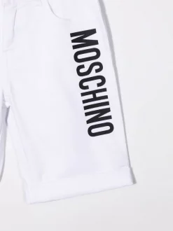 ( Nouvelle Collection ) Moschino Kids Short En Jean à Logo Imprimé 10101 WHITE -Moschino Kids Soldes Boutique 17693294 37116338 600