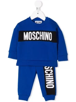 ( Nouvelle Collection ) Moschino Kids 40457 BLUE Survêtement à Logo Imprimé Enfant