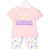 ( Nouvelle Collection ) Moschino Kids 83416 PINK Survêtement à Logo Imprimé Enfant
