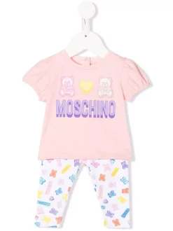 ( Nouvelle Collection ) Moschino Kids 83416 PINK Survêtement à Logo Imprimé Enfant