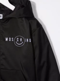 ( Nouvelle Collection ) Moschino Kids Veste Bomber à Logo Imprimé 60100 BLACK -Moschino Kids Soldes Boutique 17693323 37137405 600