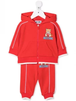 ( Nouvelle Collection ) Moschino Kids 50109 RED Survêtement à Motif Teddy Bear Enfant