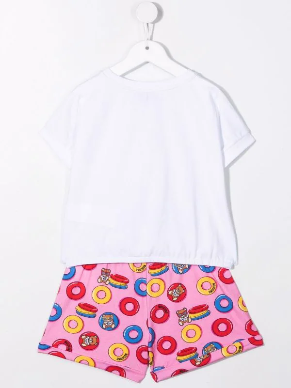 ( Nouvelle Collection ) Moschino Kids Ensemble Haut-short à Motif Teddy Bear 82801 WHITE/PINK 4 ( Nouvelle Collection ) Moschino Kids Ensemble Haut-short à Motif Teddy Bear 82801 WHITE/PINK – Image 2