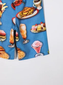 ( Nouvelle Collection ) Moschino Kids 82737 BLUE Short De Sport à Motif Imprimé Enfant -Moschino Kids Soldes Boutique 17693349 37138494 600