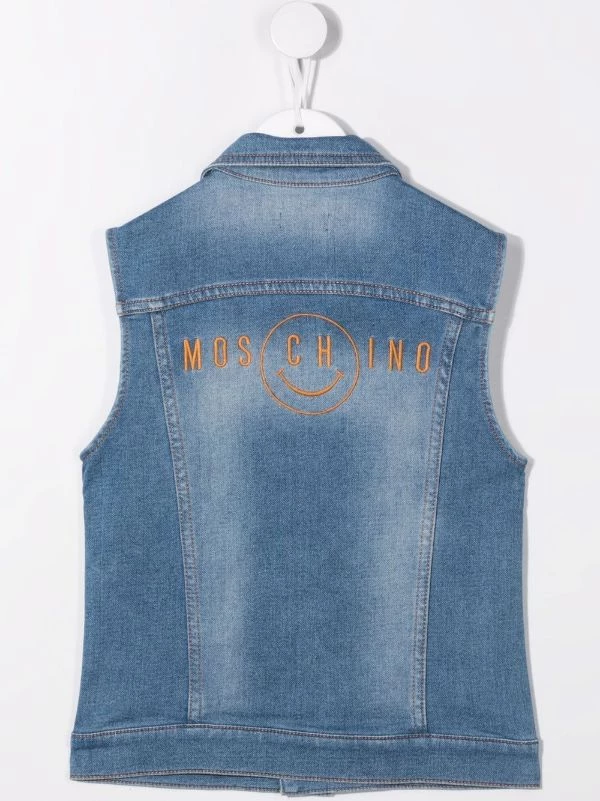 ( Nouvelle Collection ) Moschino Kids Veste En Jean à Logo Brodé Enfant 4 ( Nouvelle Collection ) Moschino Kids Veste En Jean à Logo Brodé Enfant – Image 2