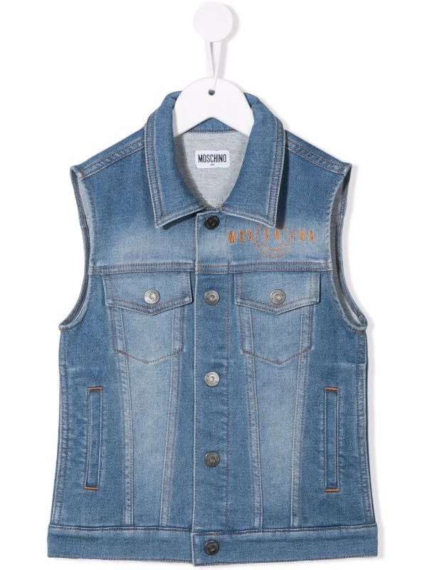 ( Nouvelle Collection ) Moschino Kids Veste En Jean à Logo Brodé Enfant 3 ( Nouvelle Collection ) Moschino Kids Veste En Jean à Logo Brodé Enfant