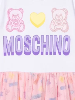 ( Nouvelle Collection ) Moschino Kids Robe Teddy à Bordure En Tulle Enfant -Moschino Kids Soldes Boutique 17693361 37139366 600