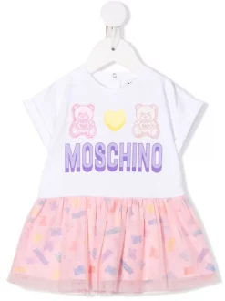 ( Nouvelle Collection ) Moschino Kids Robe Teddy à Bordure En Tulle Enfant