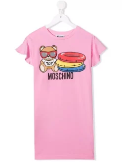 ( Nouvelle Collection ) Moschino Kids Robe-chemise à Logo Imprimé Enfant