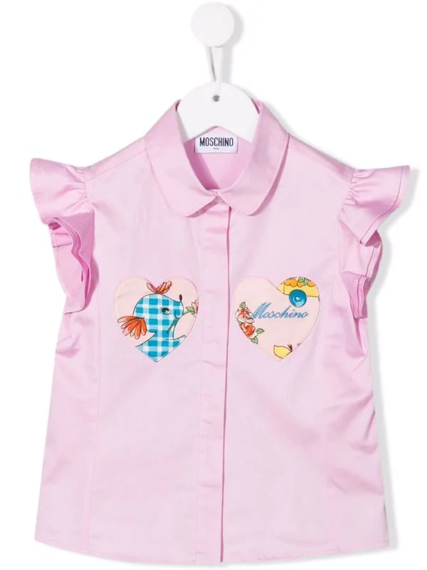 ( Nouvelle Collection ) Moschino Kids Chemise Sans Manches à Patch Cœur Enfant 3 ( Nouvelle Collection ) Moschino Kids Chemise Sans Manches à Patch Cœur Enfant
