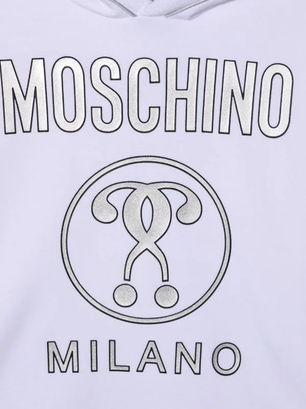 ( Nouvelle Collection ) Moschino Kids Hoodie Double Question Mark à Logo Imprimé 10101 WHITE 5 ( Nouvelle Collection ) Moschino Kids Hoodie Double Question Mark à Logo Imprimé 10101 WHITE – Image 3