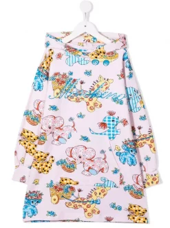 ( Nouvelle Collection ) Moschino Kids Robe Imprimée à Capuche 83262 PINK