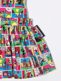 ( Nouvelle Collection ) Moschino Kids Robe évasée à Imprimé Graphique 83256 MULTICOLOR -Moschino Kids Soldes Boutique 17693419 37105683 600