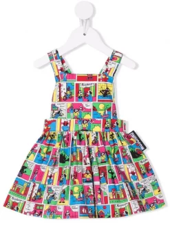( Nouvelle Collection ) Moschino Kids Robe évasée à Imprimé Graphique 83256 MULTICOLOR