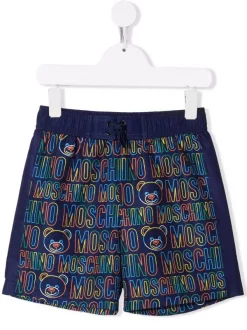 ( Nouvelle Collection ) Moschino Kids Short De Bain à Motif Monogrammé Enfant