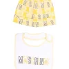 ( Nouvelle Collection ) Moschino Kids 82807 YELLOW Lot Bavoir-bonnet à Logo Imprimé Enfant -Moschino Kids Soldes Boutique 17694308 37107272 600