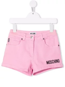 ( Nouvelle Collection ) Moschino Kids 50206 PINK Short à Logo Imprimé Enfant