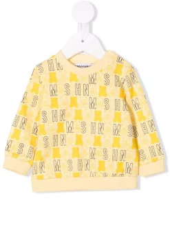 ( Nouvelle Collection ) Moschino Kids Sweat à Logo Imprimé 82807 YELLOW