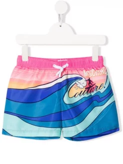 ( Nouvelle Collection ) Moschino Kids Short De Bain à Logo Imprimé 82734