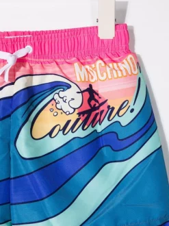 ( Nouvelle Collection ) Moschino Kids Short De Bain à Logo Imprimé 82734 -Moschino Kids Soldes Boutique 17695136 37097148 600