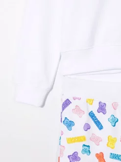 ( Nouvelle Collection ) Moschino Kids 83416 WHITE Survêtement à Logo Imprimé Enfant -Moschino Kids Soldes Boutique 17695140 37091969 600