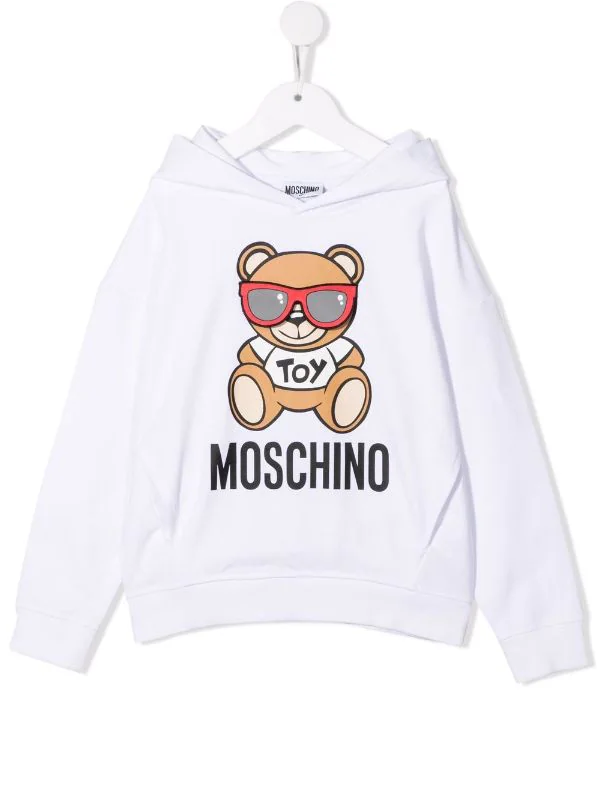 ( Nouvelle Collection ) Moschino Kids Hoodie à Logo Imprimé 10101 WHITE 3 ( Nouvelle Collection ) Moschino Kids Hoodie à Logo Imprimé 10101 WHITE