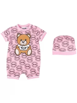 ( Nouvelle Collection ) Moschino Kids 83394 PINK Pyjama à Imprimé Toy Bear Enfant