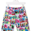 ( Nouvelle Collection ) Moschino Kids Short à Imprimé Graphique 83256 MULTICOLOR -Moschino Kids Soldes Boutique 17695172 37106108 600
