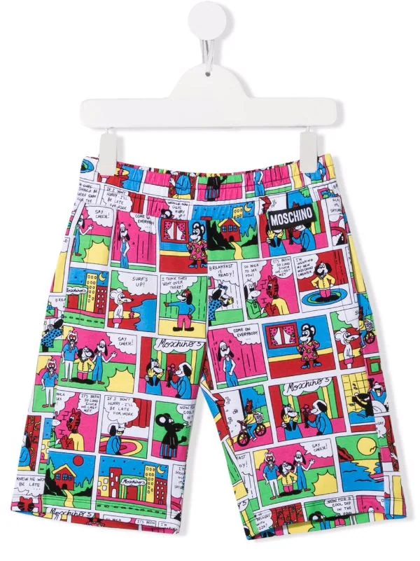 ( Nouvelle Collection ) Moschino Kids Short à Imprimé Graphique 83256 MULTICOLOR 3 ( Nouvelle Collection ) Moschino Kids Short à Imprimé Graphique 83256 MULTICOLOR
