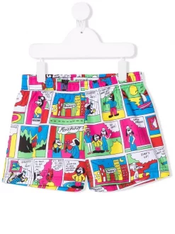 ( Nouvelle Collection ) Moschino Kids Short De Bain à Imprimé Graphique Enfant