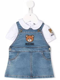 ( Nouvelle Collection ) Moschino Kids Robe En Jean à Motif Teddy Bear Enfant