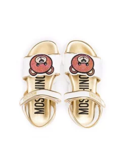Moschino Kids Sandales à Ornements En Cristal WHITE/GOLD -Moschino Kids Soldes Boutique 17712355 38174237 600