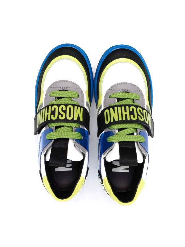 ( Nouvelle Collection ) Moschino Kids BIANCO NERO WHITE/BLACK/LIGHT GREEN/INDIGO/GREY Baskets Colour Block à Logo Imprimé Enfant 5 ( Nouvelle Collection ) Moschino Kids BIANCO NERO WHITE/BLACK/LIGHT GREEN/INDIGO/GREY Baskets Colour Block à Logo Imprimé Enfant – Image 3