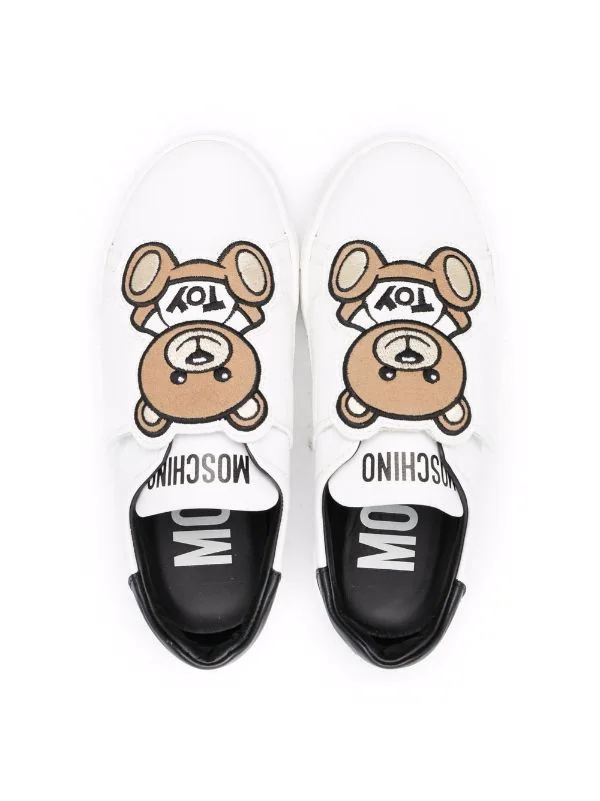 Moschino Kids WHITE/BLACK Baskets Teddy à Attache Scratch Enfant 5 Moschino Kids WHITE/BLACK Baskets Teddy à Attache Scratch Enfant – Image 3