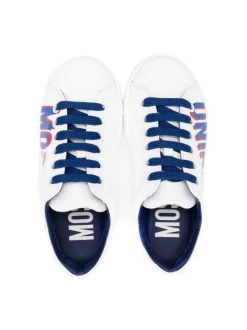 ( Nouvelle Collection ) Moschino Kids WHITE/BLUE-RED PRINT Baskets à Logo Imprimé Enfant -Moschino Kids Soldes Boutique 17725085 39753615 600