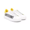 ( Nouvelle Collection ) Moschino Kids Baskets à Logo WHITE/YELLOW/BLACK PRINT -Moschino Kids Soldes Boutique 17728130 38174288 600