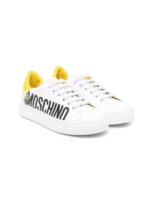 ( Nouvelle Collection ) Moschino Kids Baskets à Logo WHITE/YELLOW/BLACK PRINT 3 ( Nouvelle Collection ) Moschino Kids Baskets à Logo WHITE/YELLOW/BLACK PRINT