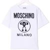 ( Nouvelle Collection ) Moschino Kids T-shirt à Logo Imprimé '10101' WHITE -Moschino Kids Soldes Boutique 17791950 38359300 600