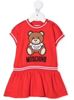 ( Nouvelle Collection ) Moschino Kids Robe à Imprimé Teddy Bear 50109 RED