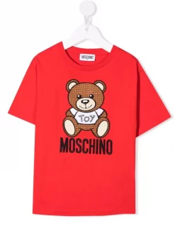 ( Nouvelle Collection ) Moschino Kids 50109 RED T-shirt à Logo Imprimé Enfant