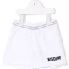 ( Nouvelle Collection ) Moschino Kids Short De Sport à Logo Imprimé 10101 WHITE -Moschino Kids Soldes Boutique 17801627 38249740 600