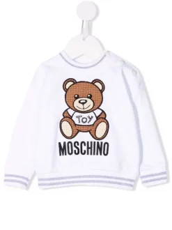 ( Nouvelle Collection ) Moschino Kids Sweat à Logo Brodé '10101' WHITE